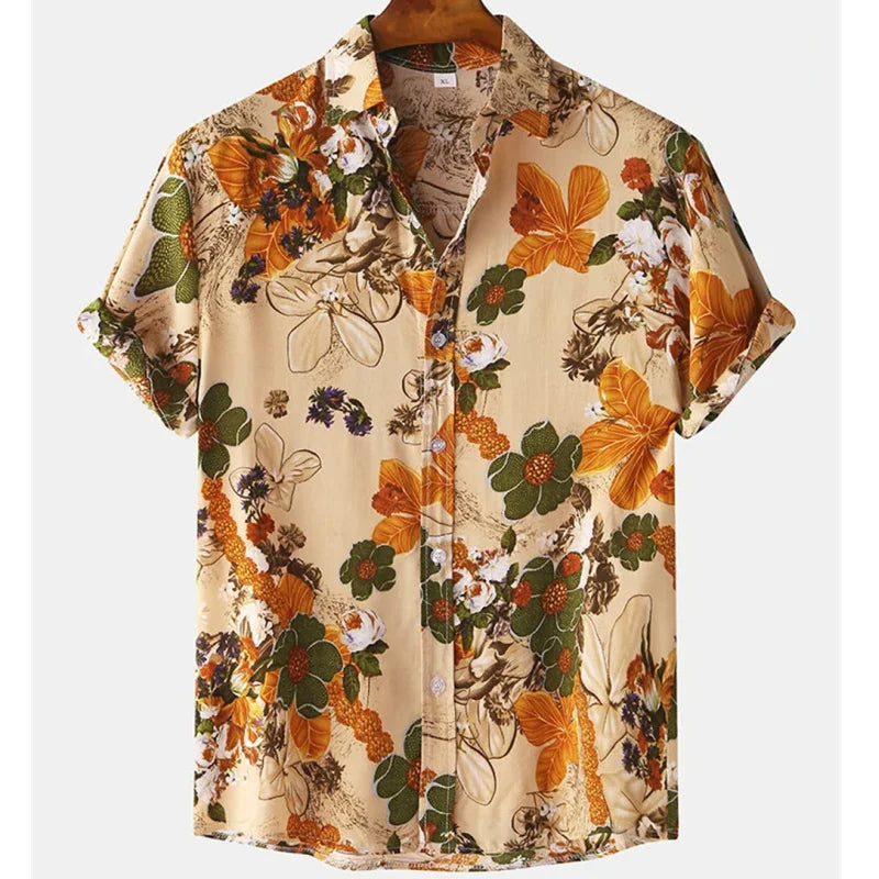 Chemise tropicale légère à motif floral pour homme