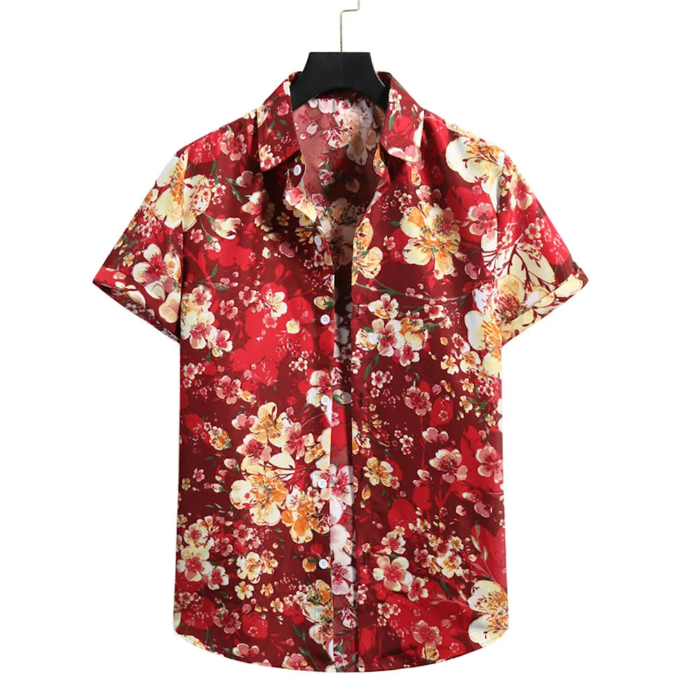 Chemise tropicale légère à motif floral pour homme