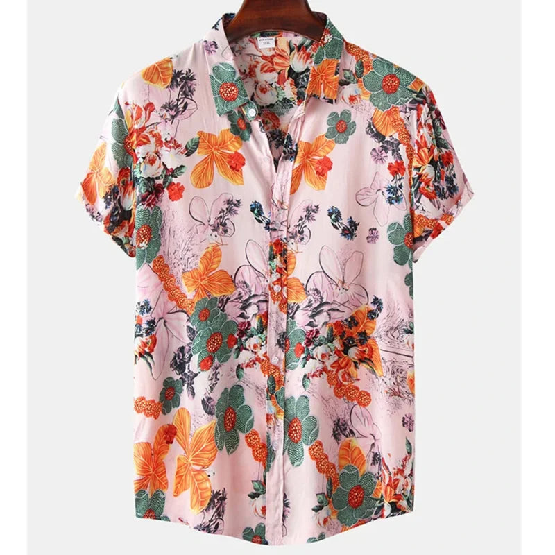Chemise tropicale légère à motif floral pour homme