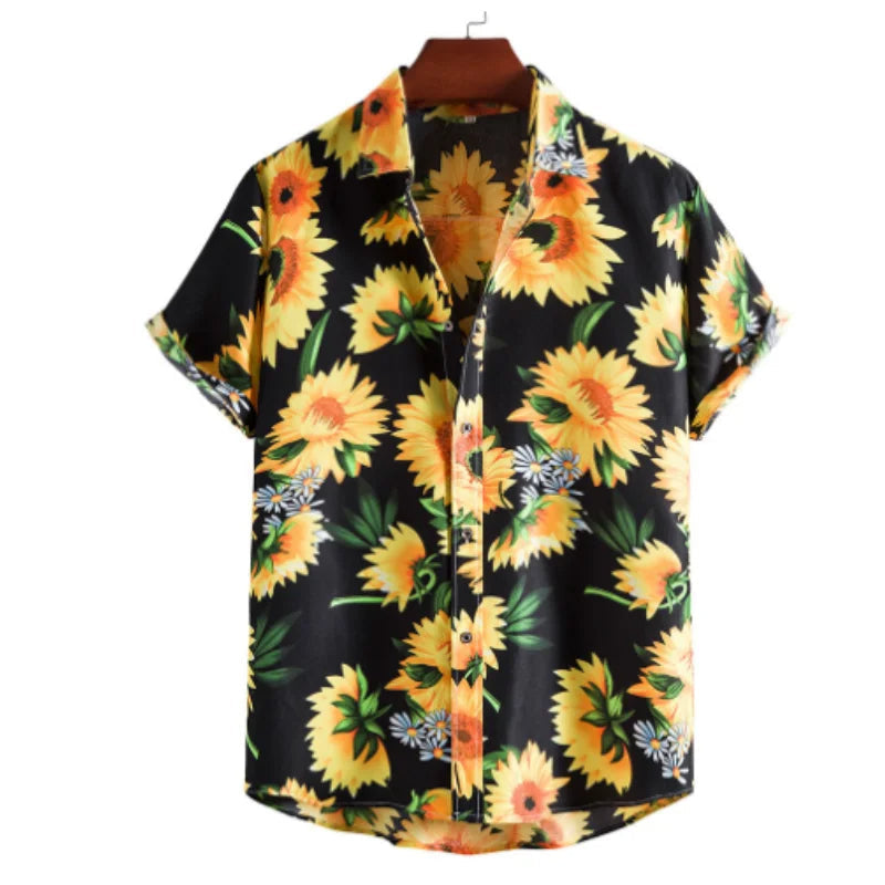 Chemise tropicale légère à motif floral pour homme