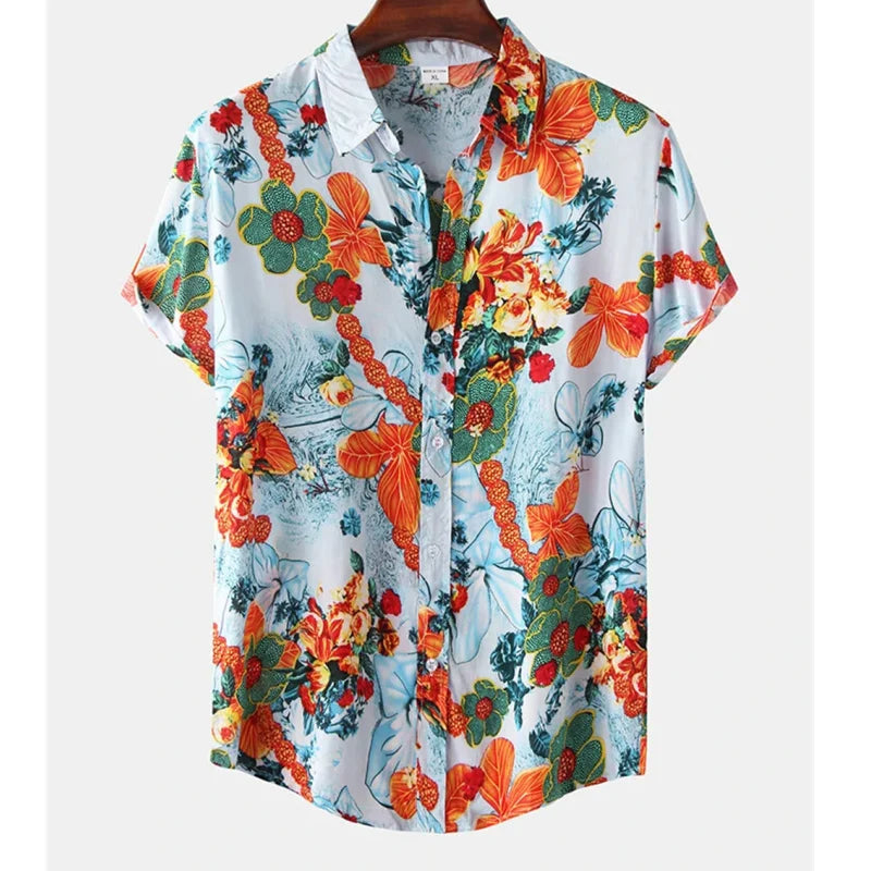 Chemise tropicale légère à motif floral pour homme
