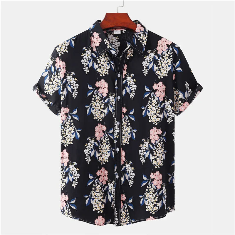 Chemise tropicale légère à motif floral pour homme