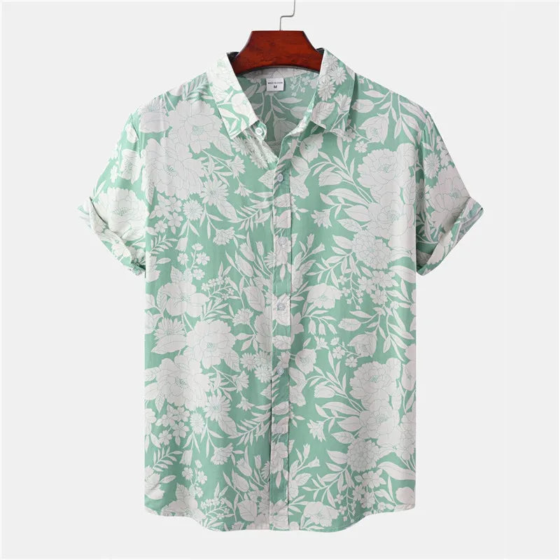 Chemise tropicale légère à motif floral pour homme