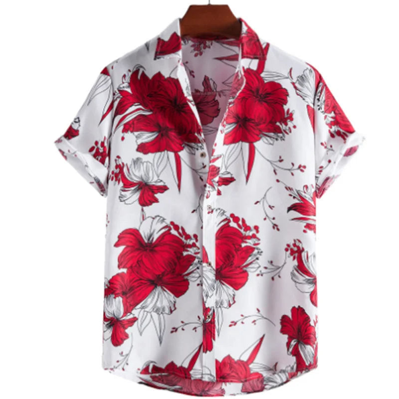 Chemise tropicale légère à motif floral pour homme