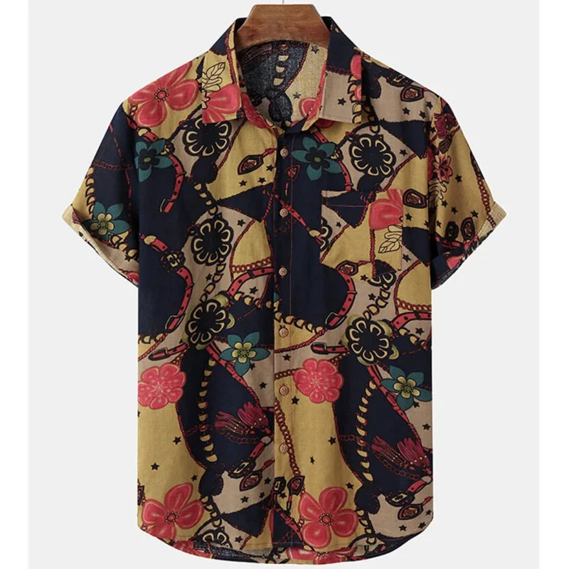 Chemise tropicale légère à motif floral pour homme