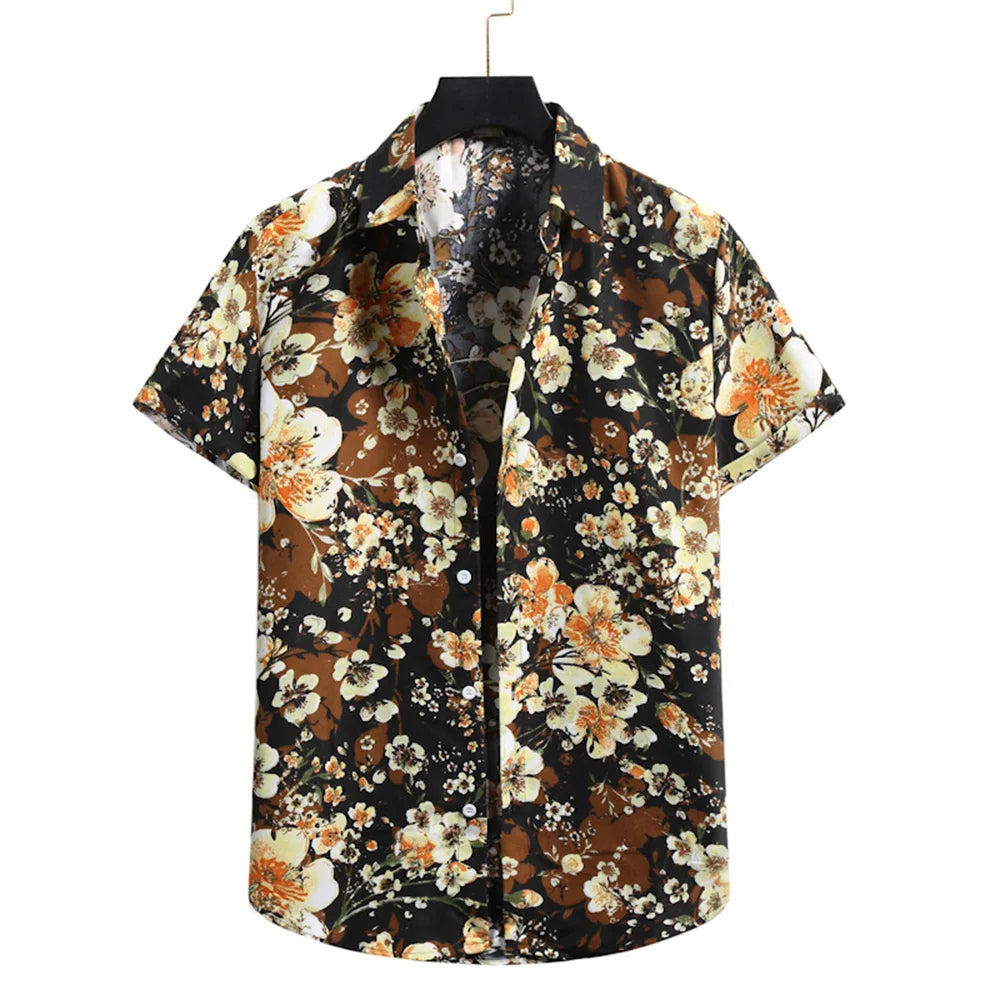Chemise tropicale légère à motif floral pour homme