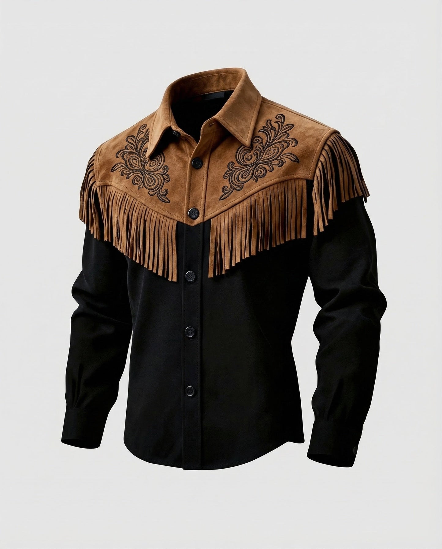 Chemise western à franges et broderies