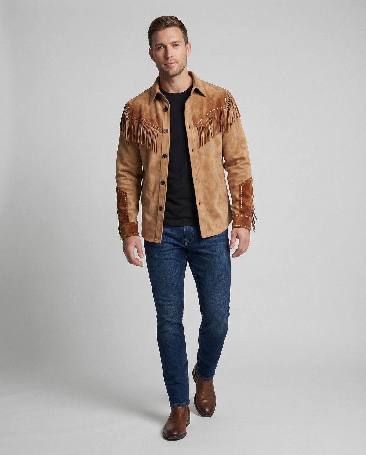 Chemise western à franges et broderies