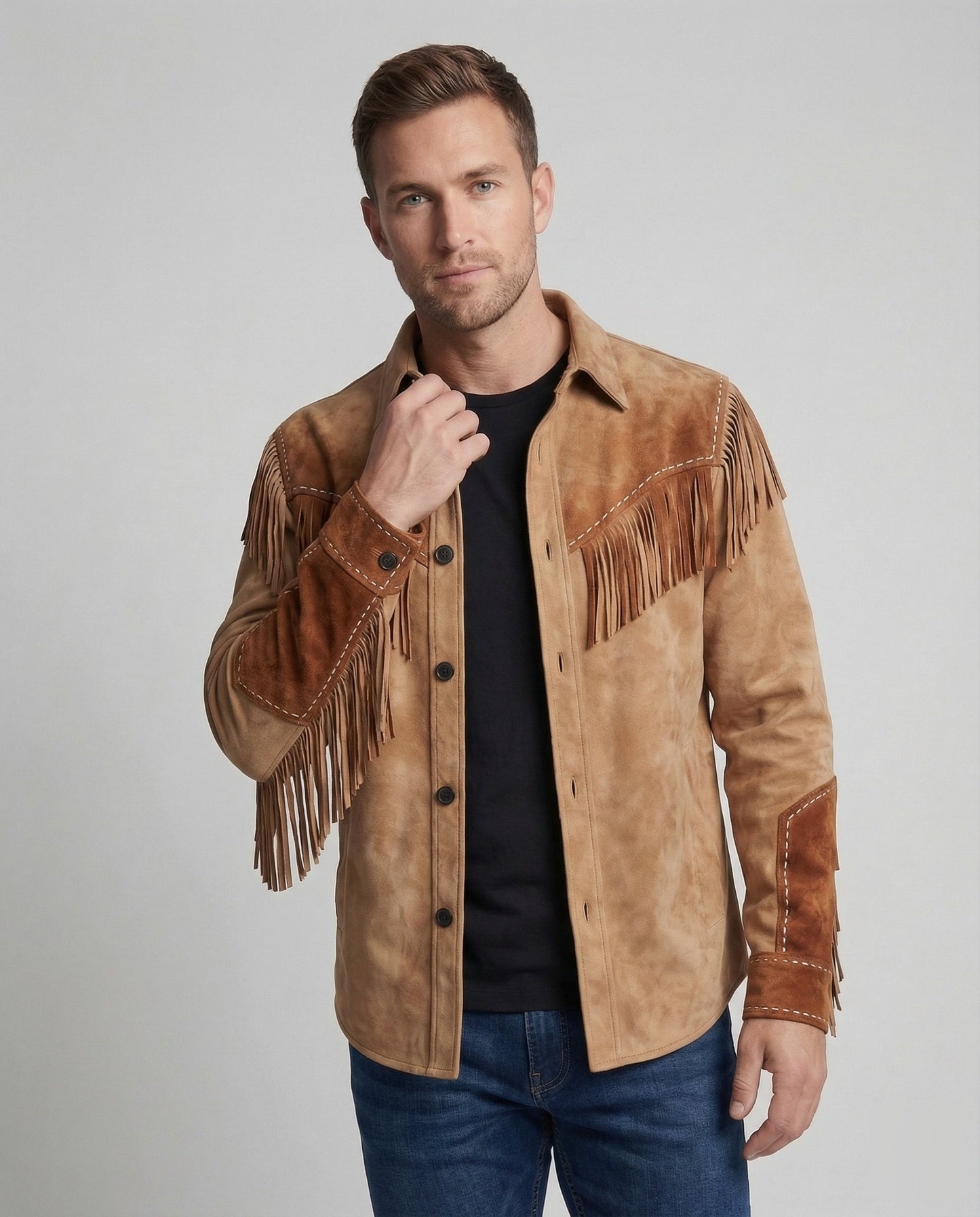 Chemise western à franges et broderies