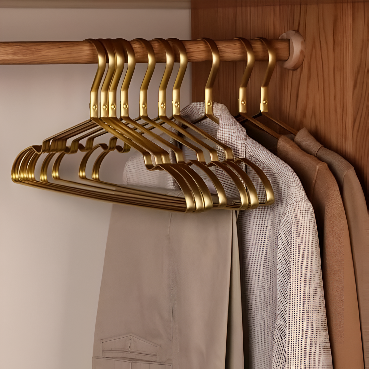 Cintres antidérapants en aluminium pour armoire – gain de place et durables