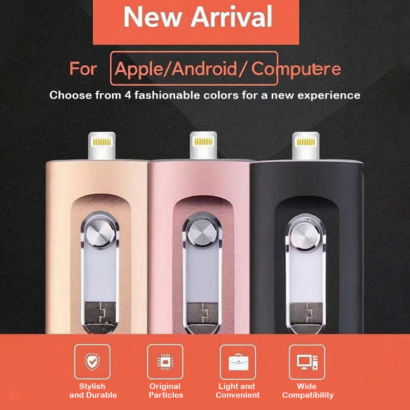 Clé USB grande capacité 3-en-1 pour téléphone portable et ordinateur