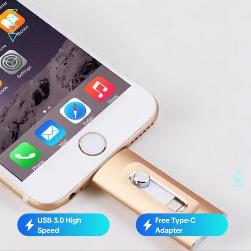 Clé USB grande capacité 3-en-1 pour téléphone portable et ordinateur