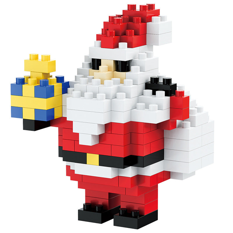 Coffret cadeau de figurines de Noël en mini briques de construction – père Noël, bonhomme de neige, renne et sapin