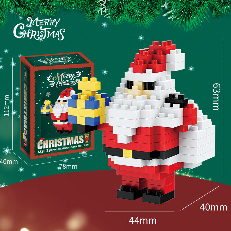 Coffret cadeau de figurines de Noël en mini briques de construction – père Noël, bonhomme de neige, renne et sapin