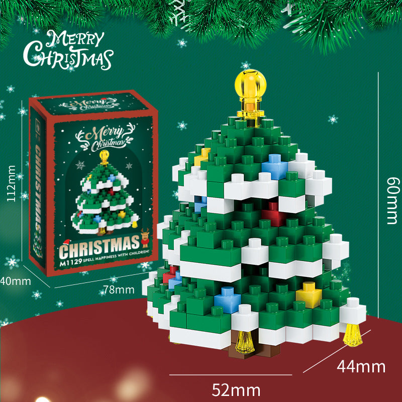 Coffret cadeau de figurines de Noël en mini briques de construction – père Noël, bonhomme de neige, renne et sapin