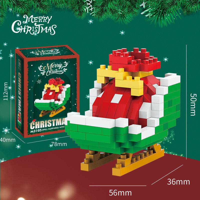 Coffret cadeau de figurines de Noël en mini briques de construction – père Noël, bonhomme de neige, renne et sapin