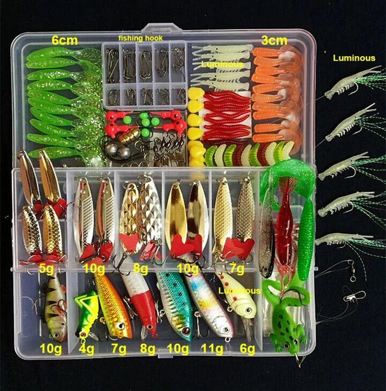 Coffret complet d'appâts de pêche pour eau douce et eau salée