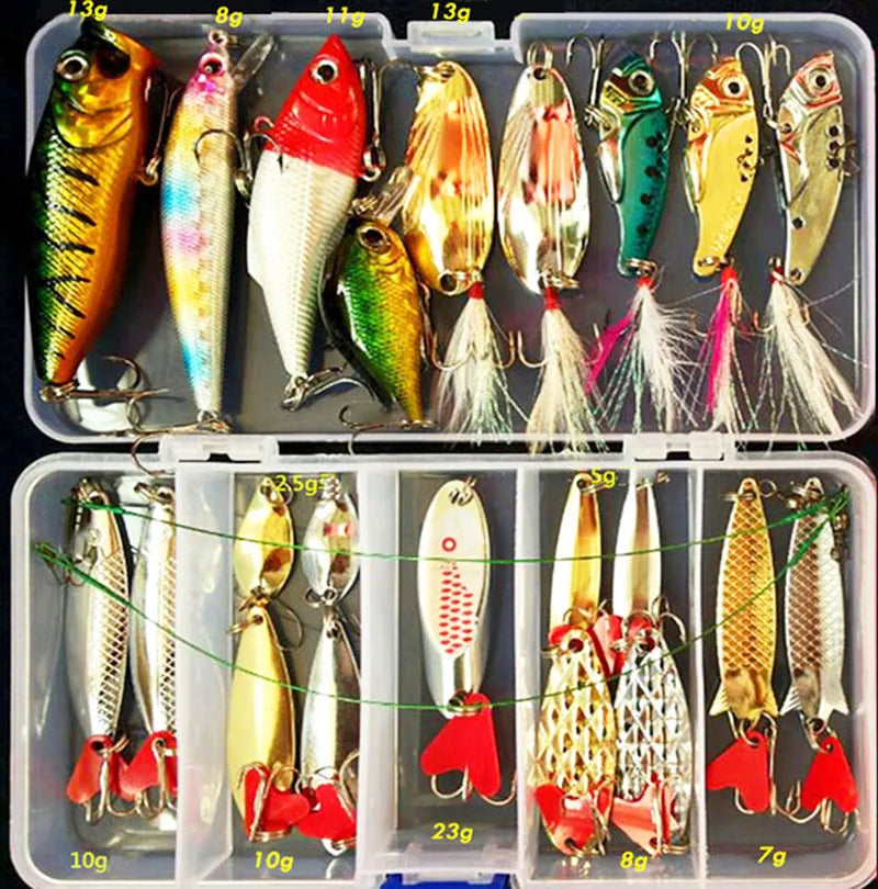 Coffret complet d'appâts de pêche pour eau douce et eau salée