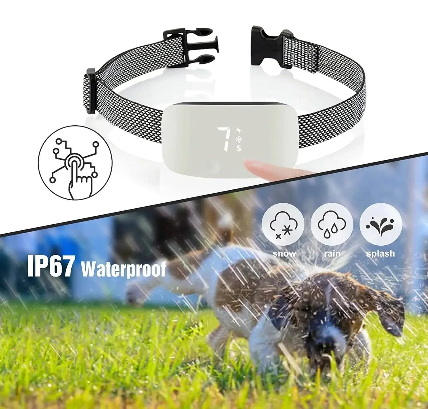 Collier anti-aboiement pour chien rechargeable et étanche