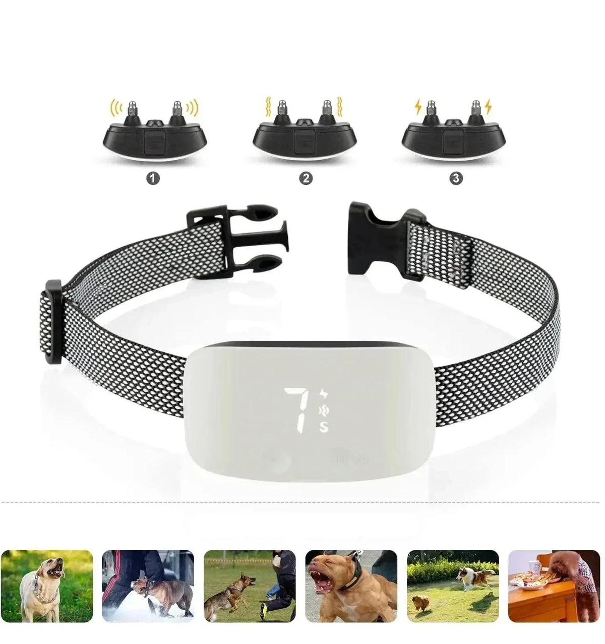 Collier anti-aboiement pour chien rechargeable et étanche
