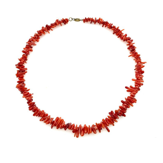 Collier pour femme en corail rouge fait main