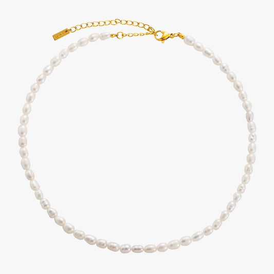 Collier ras de cou en perles d'eau douce plaqué or 18 carats