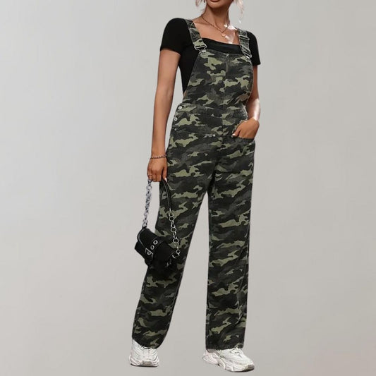 Combinaison élégante à motif camouflage pour femme