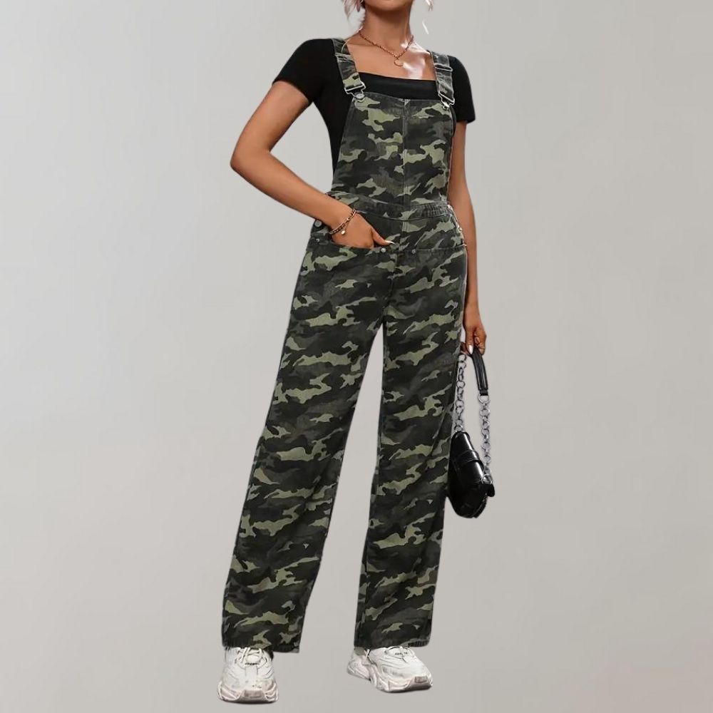 Combinaison élégante à motif camouflage pour femme
