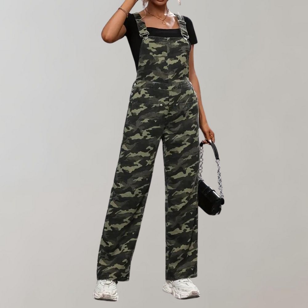 Combinaison élégante à motif camouflage pour femme