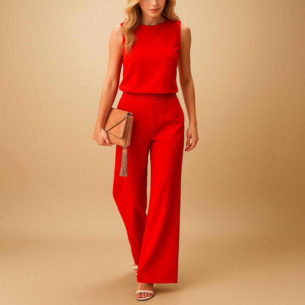 Combinaison femme élégante sans manches avec ceinture