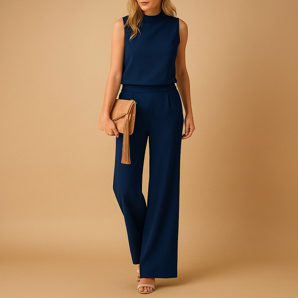 Combinaison femme élégante sans manches avec ceinture