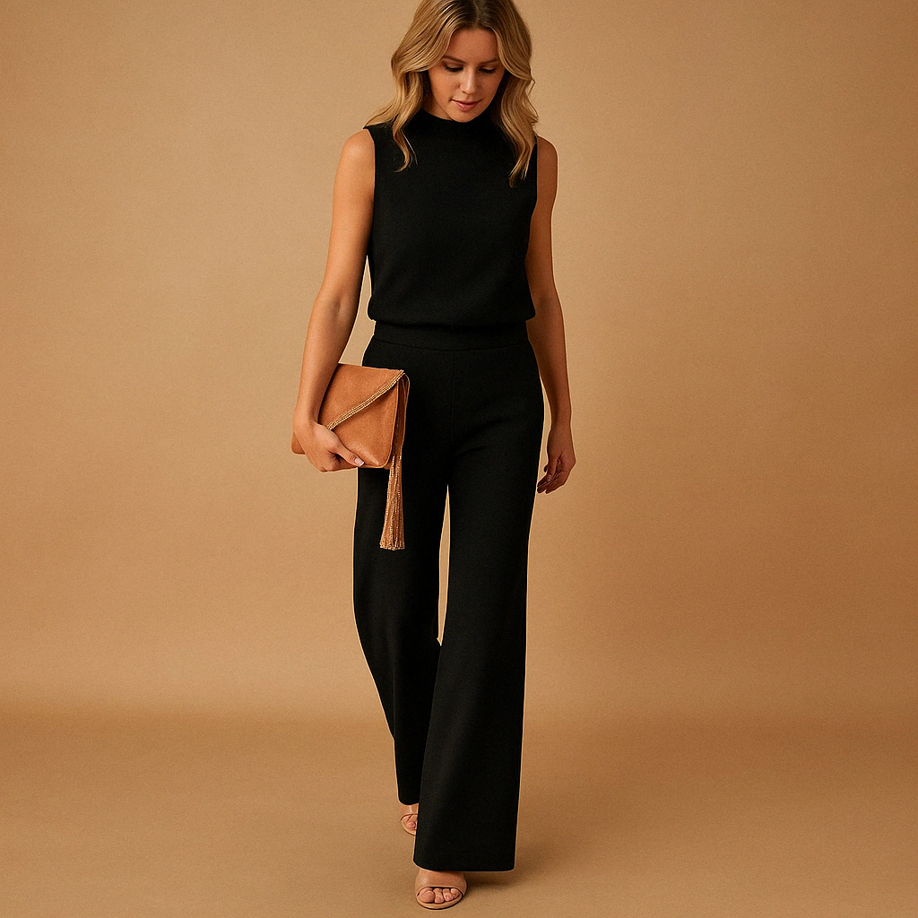 Combinaison femme élégante sans manches avec ceinture
