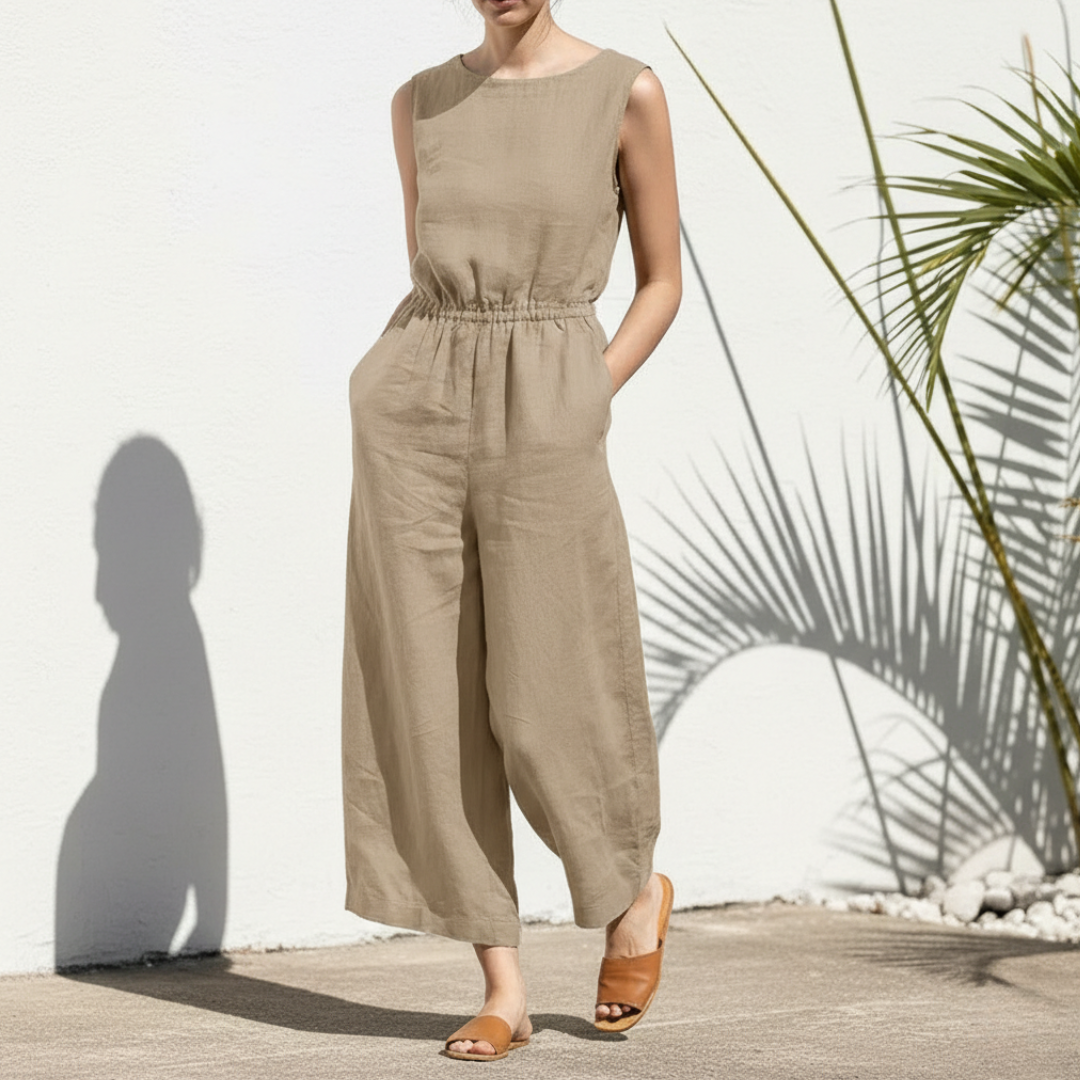 Combinaison sans manches à jambes larges pour femme