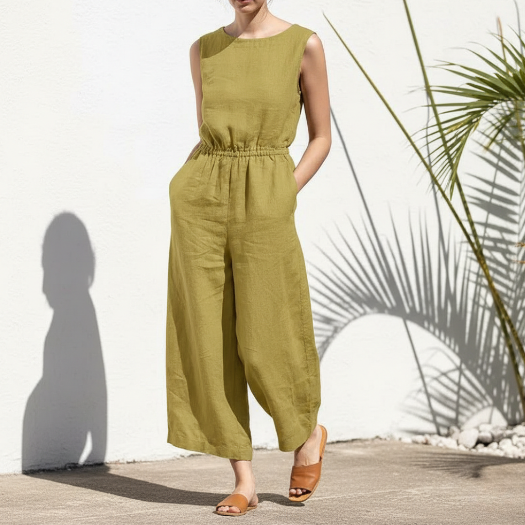 Combinaison sans manches à jambes larges pour femme