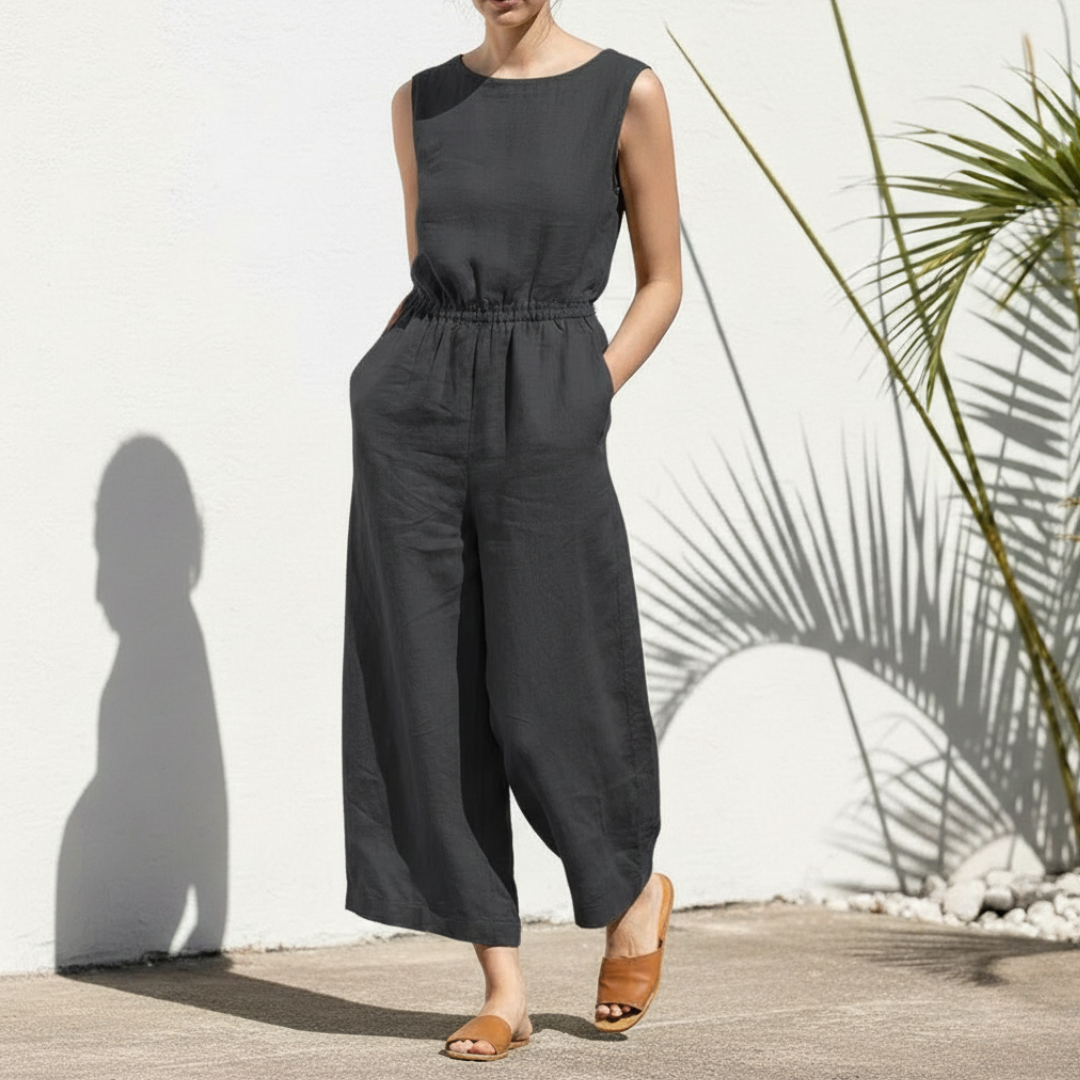 Combinaison sans manches à jambes larges pour femme