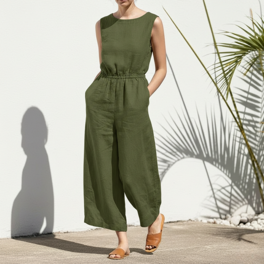 Combinaison sans manches à jambes larges pour femme