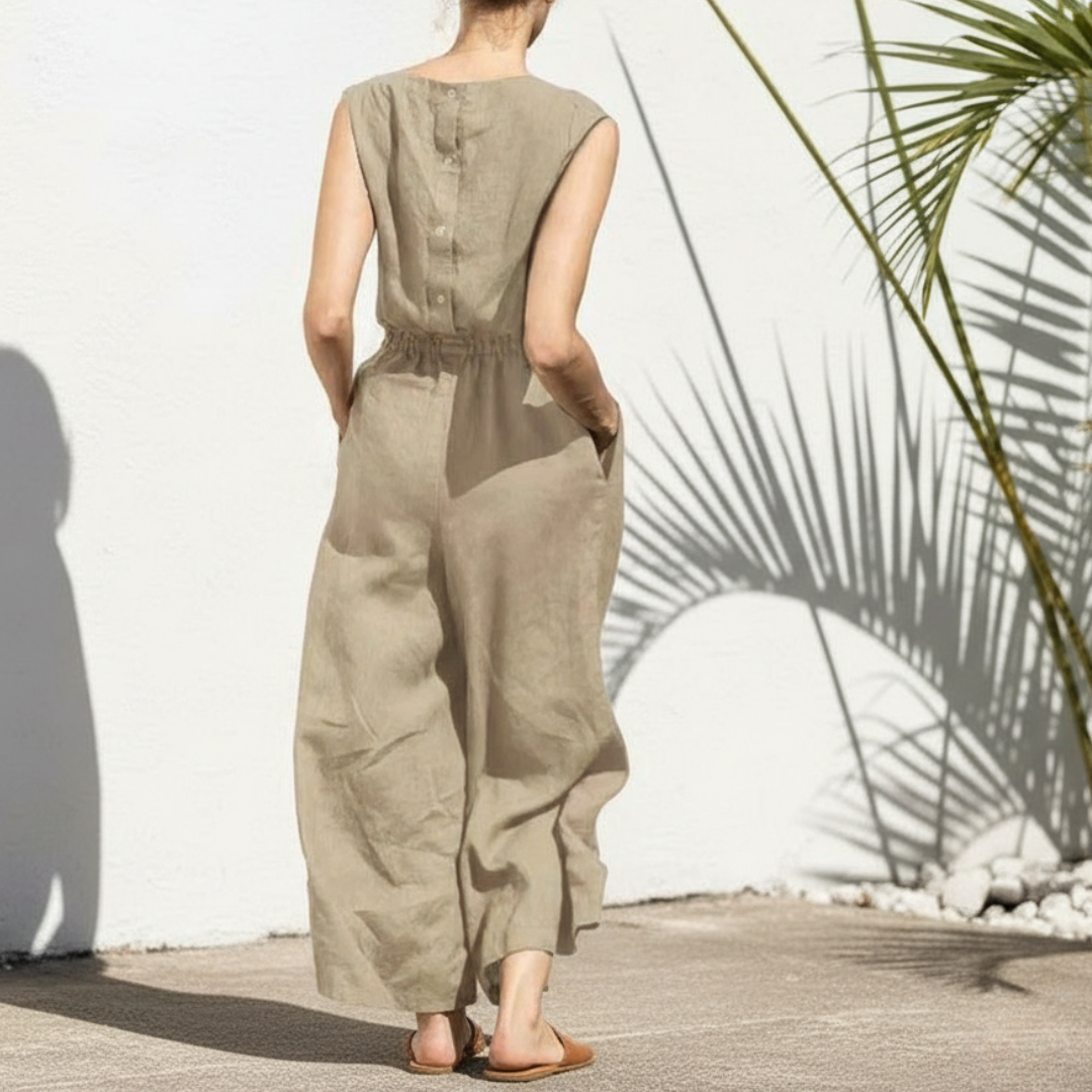 Combinaison sans manches à jambes larges pour femme