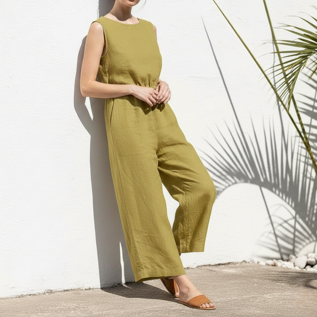 Combinaison sans manches à jambes larges pour femme