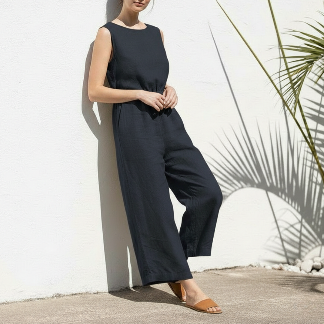 Combinaison sans manches à jambes larges pour femme