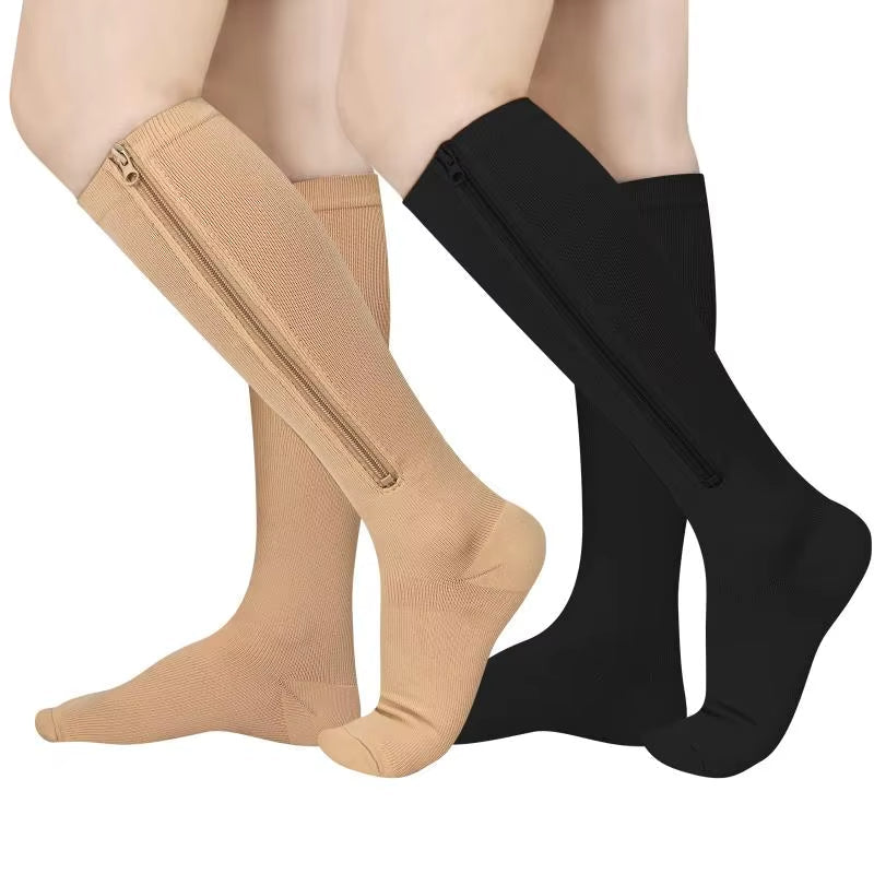 Compression Socks with Zipper for Swollen Legs, Varicose Veins