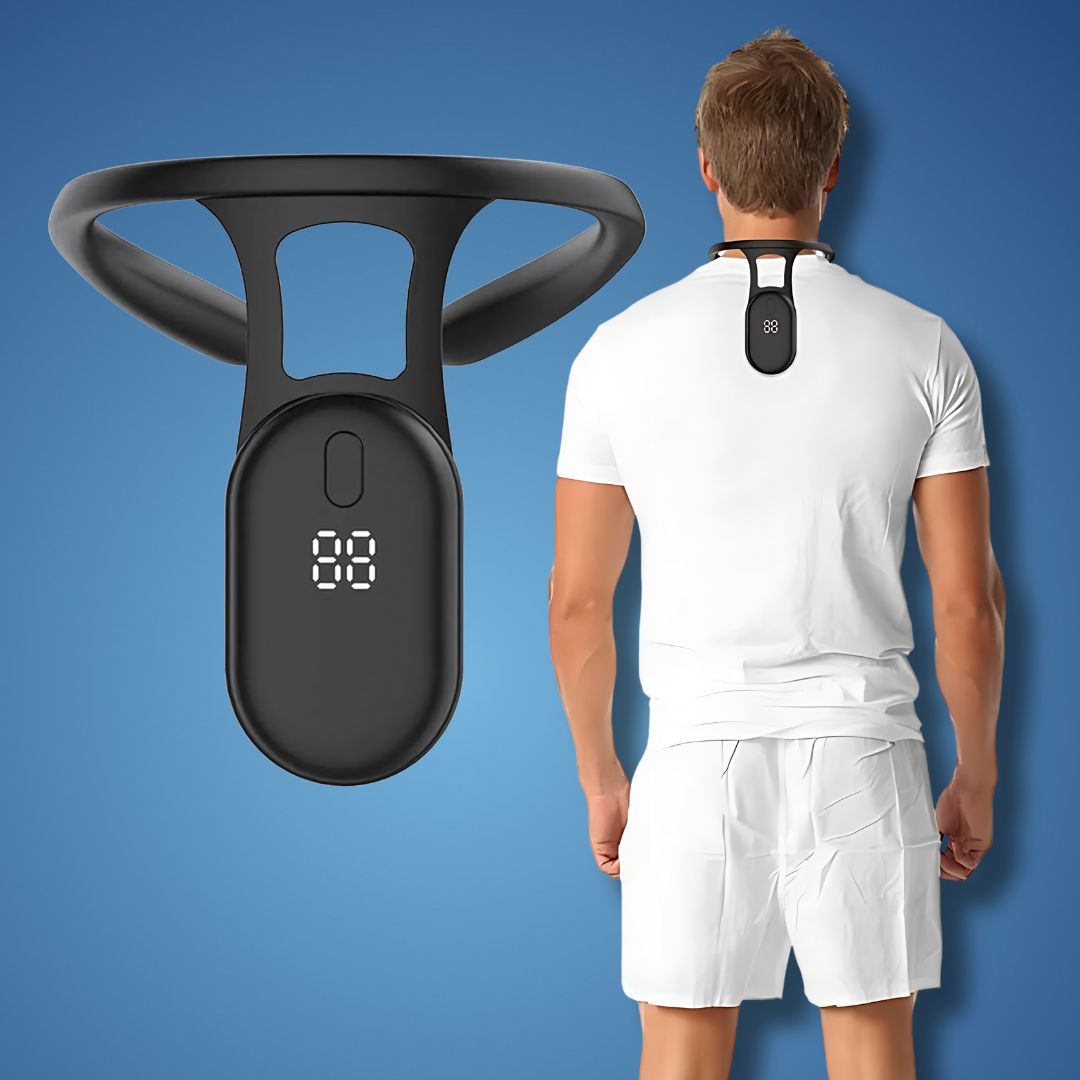 Correcteur de posture cervical et dorsal ajustable avec traction et retour en temps réel