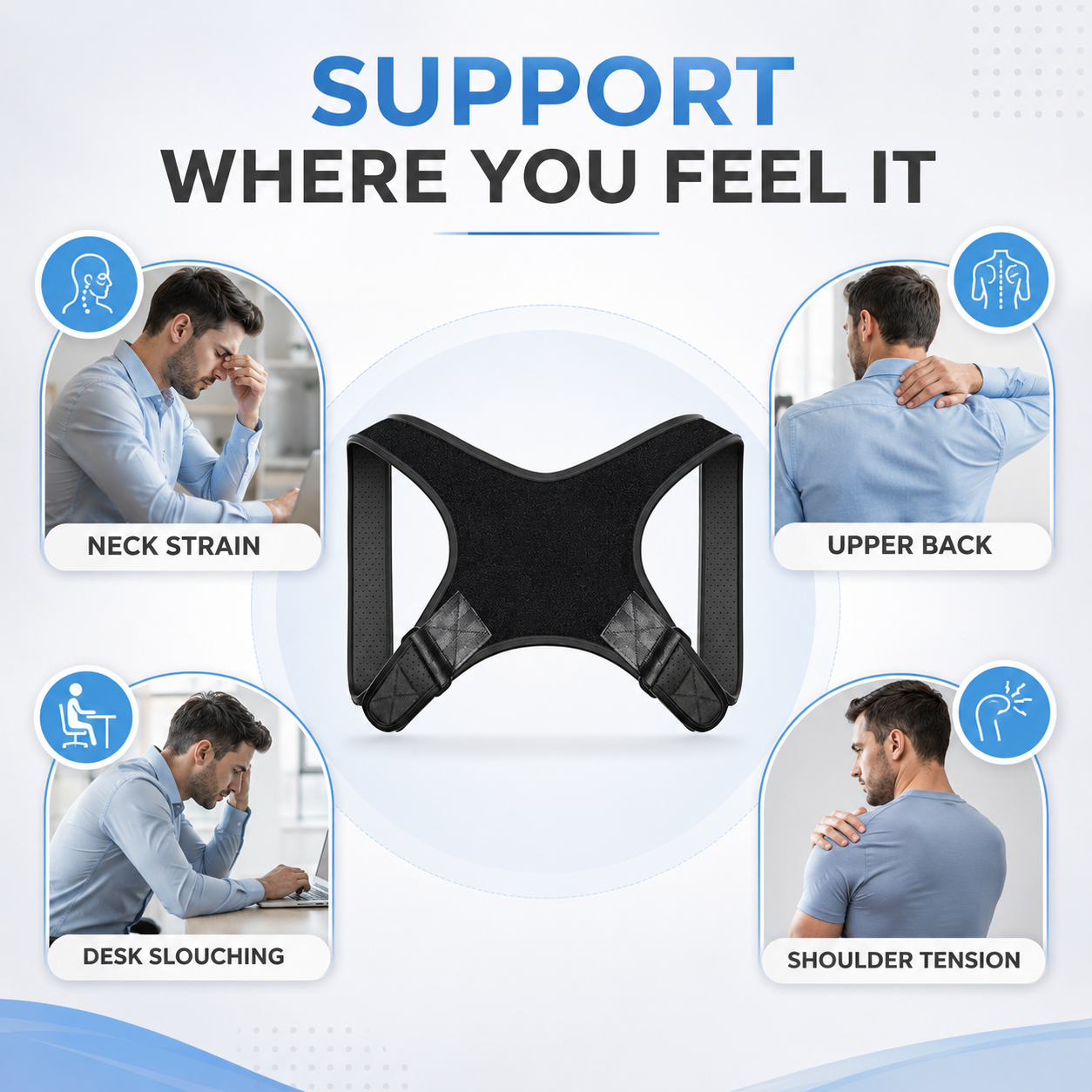 Correcteur de posture réglable pour les épaules