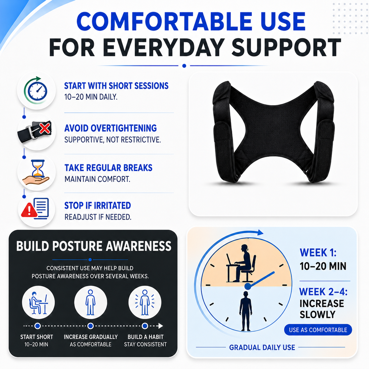 Correcteur de posture réglable pour les épaules