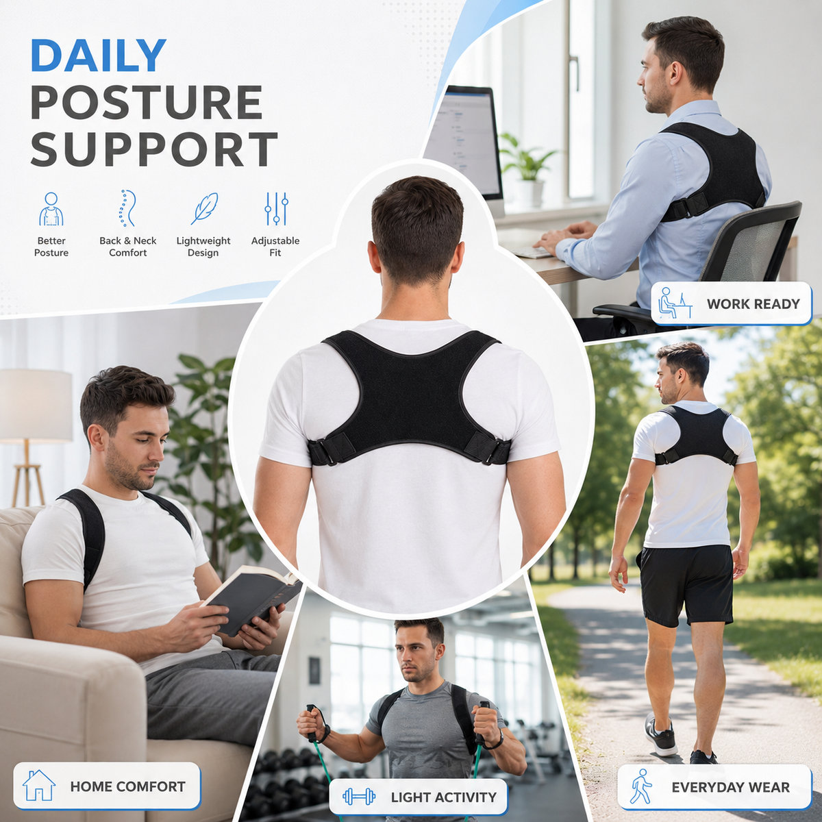 Correcteur de posture réglable pour les épaules