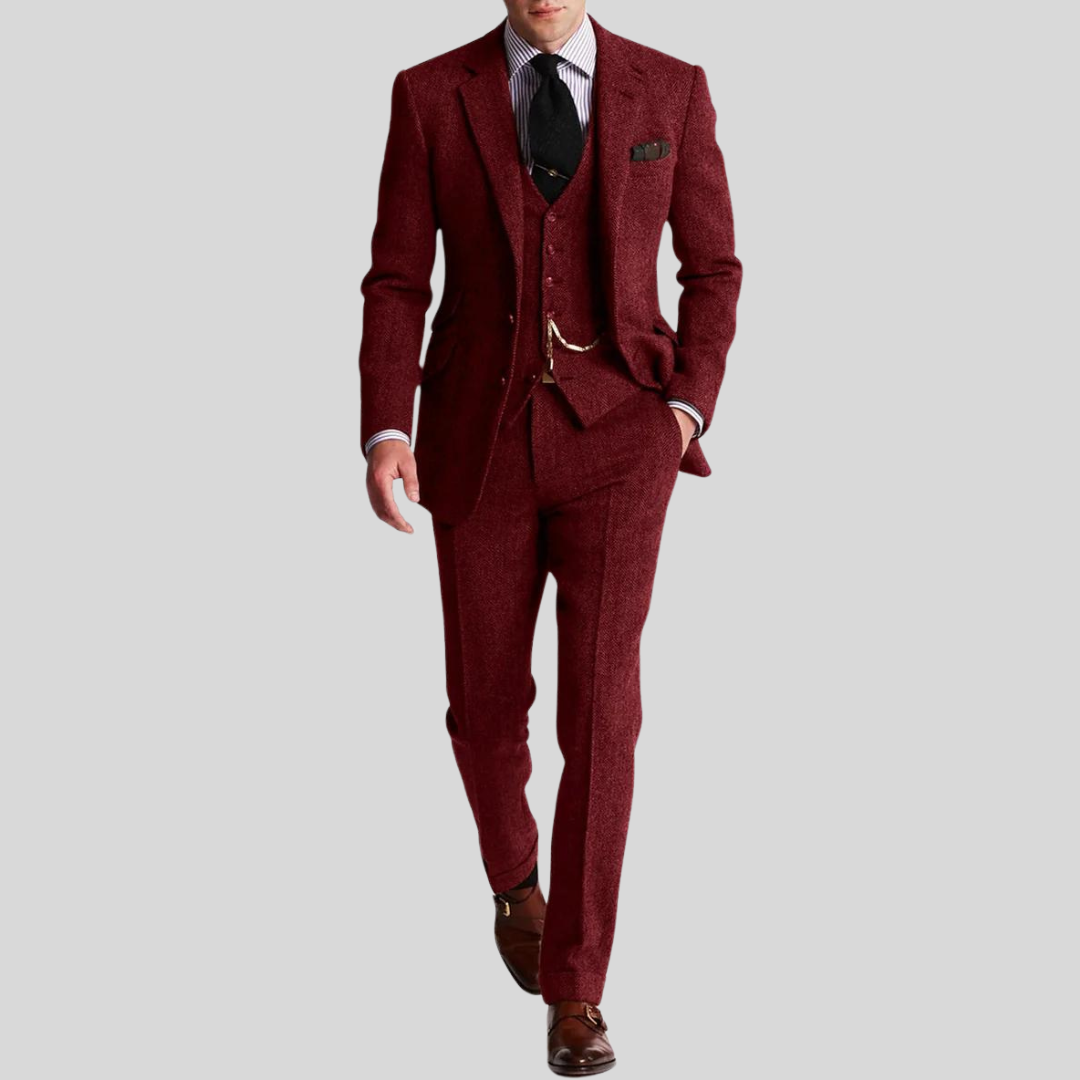 Costume 3 pièces coupe ajustée pour homme – veste, gilet et pantalon