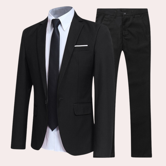 Costume homme coupe moderne, ensemble 2 pièces – Costume noir pour occasions formelles