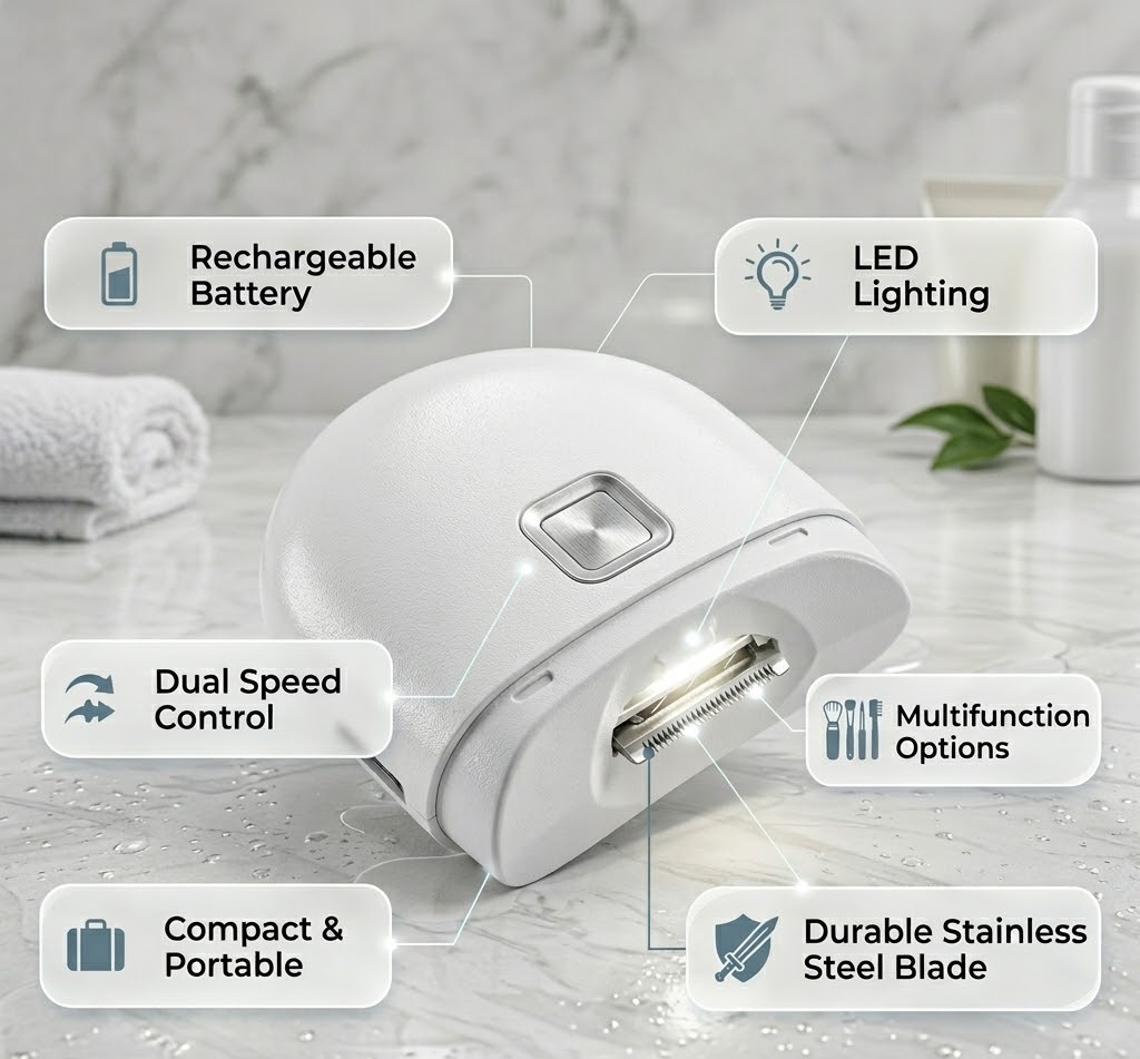 Coupe-ongles électrique rechargeable avec lumière LED
