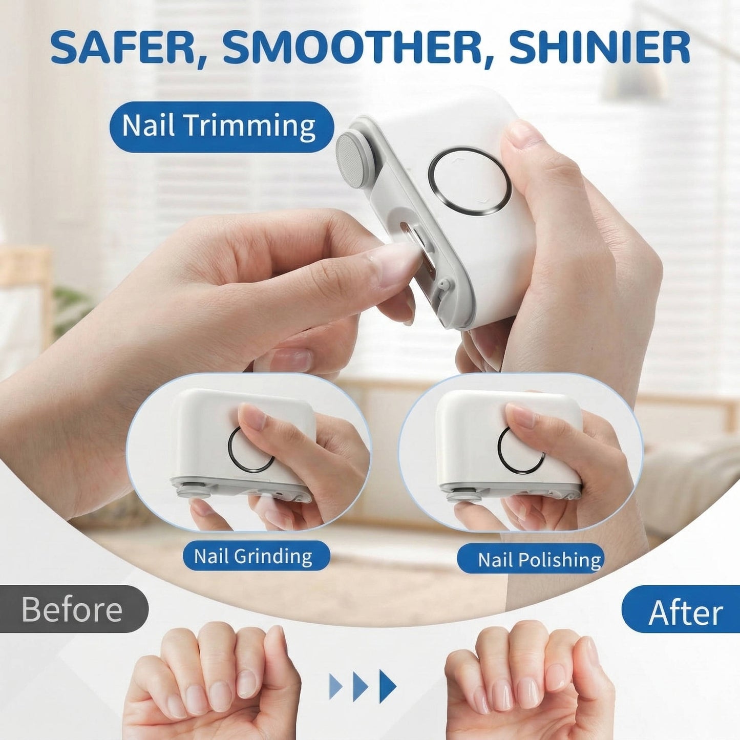 Coupe-ongles électrique rechargeable pour adultes et enfants, avec réservoir de collecte intégré, léger