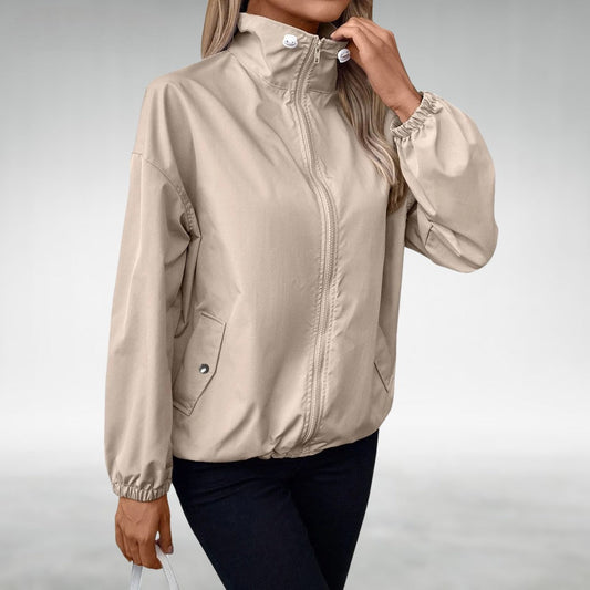 Coupe-vent léger pour femme avec col montant et fermeture éclair