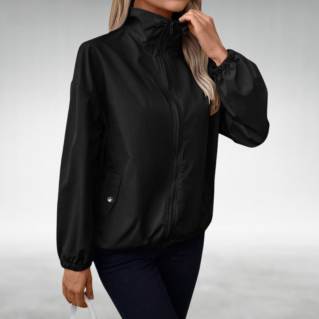 Coupe-vent léger pour femme avec col montant et fermeture éclair